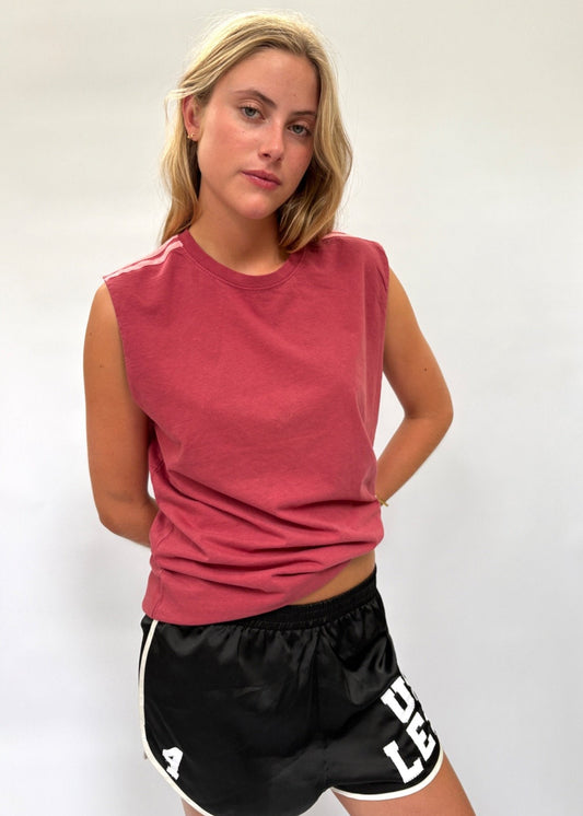 041. Red Tank With Tape Appliqué