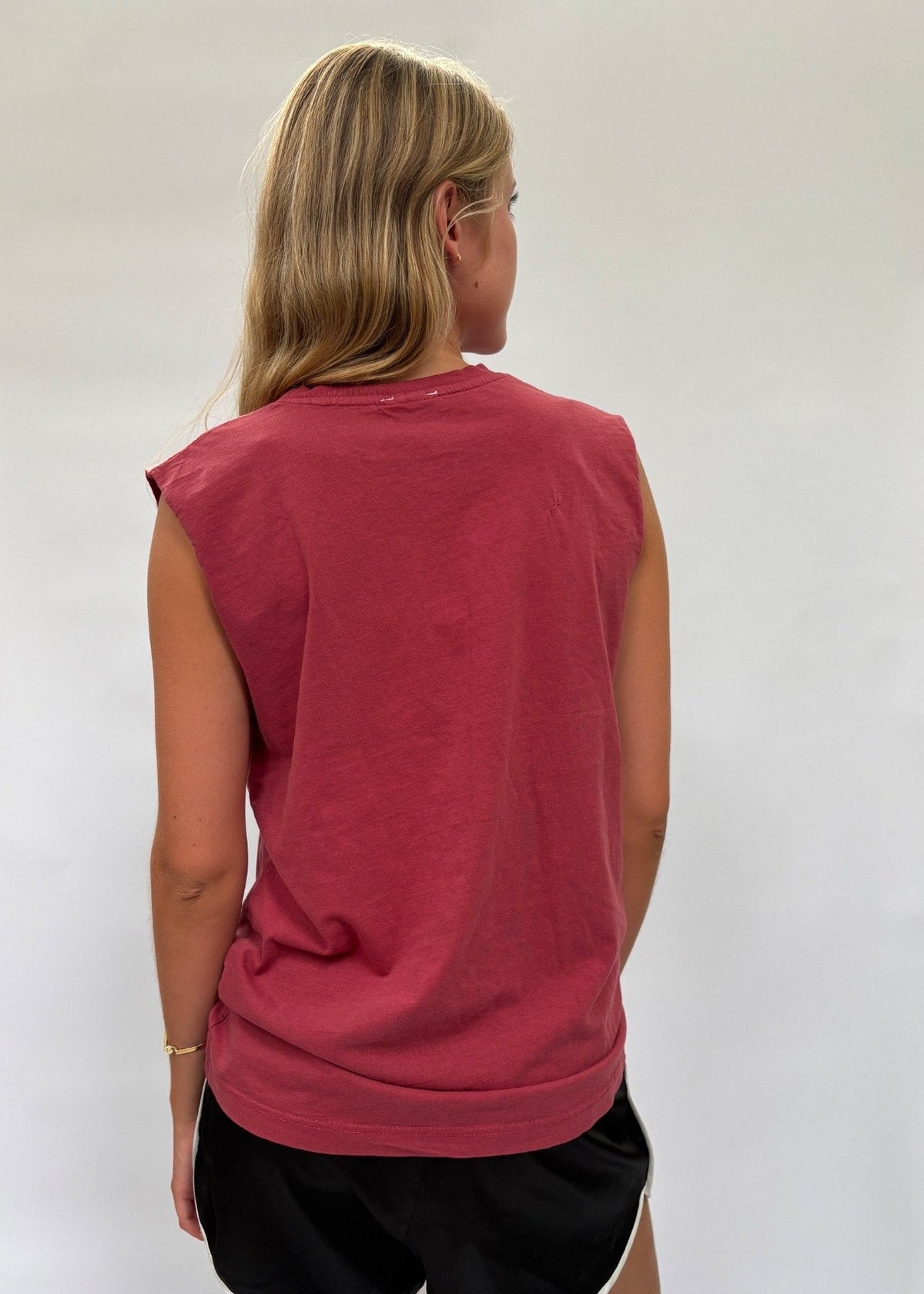041. Red Tank With Tape Appliqué
