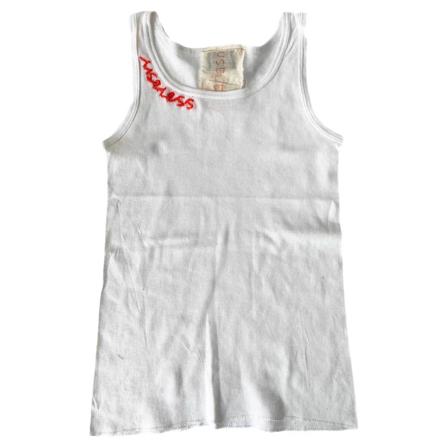 White Tank with Red Stitch Logo