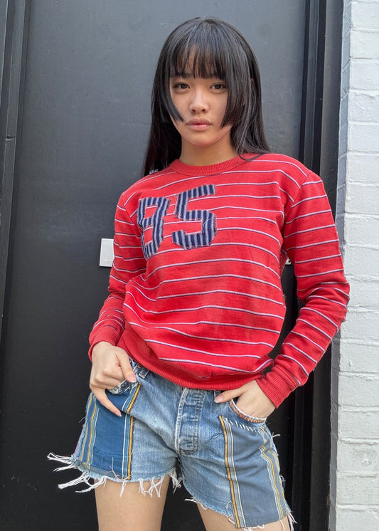 Stripe Letterman Sweatshirt