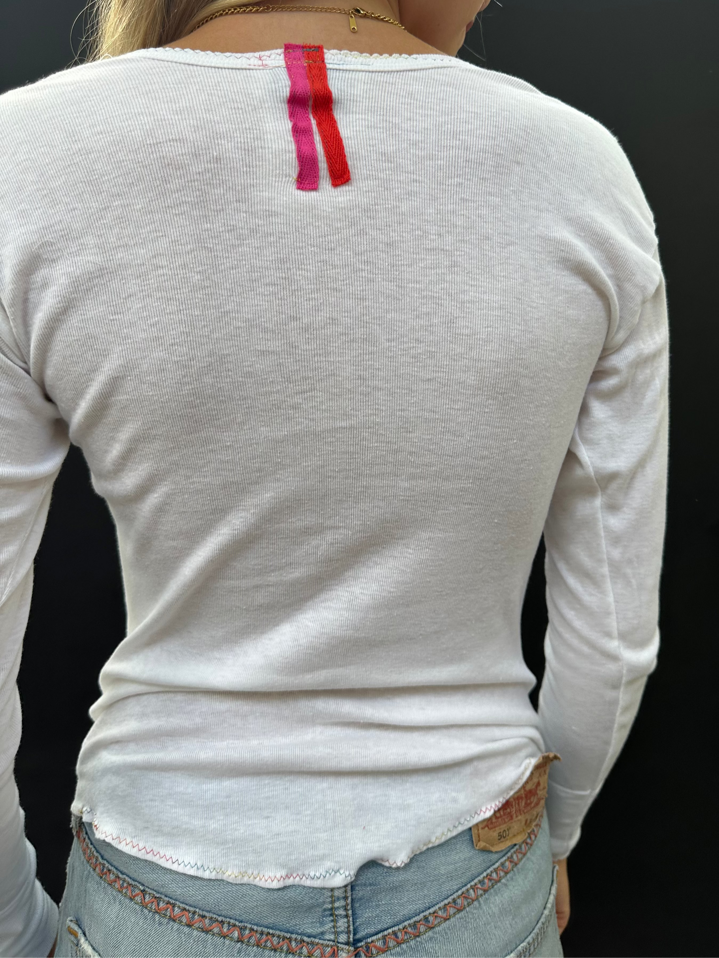 Long Sleeve Rainbow Stitch T Shirt