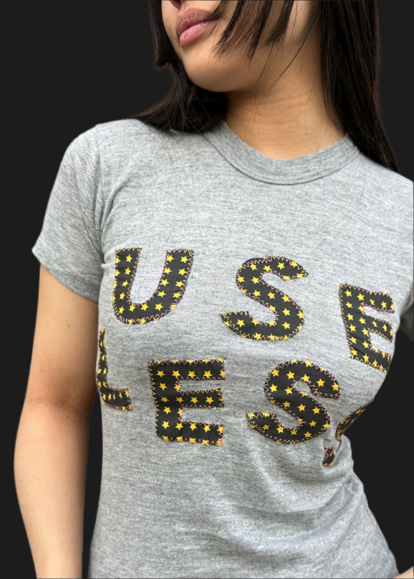 Grey Appliqued T Shirt