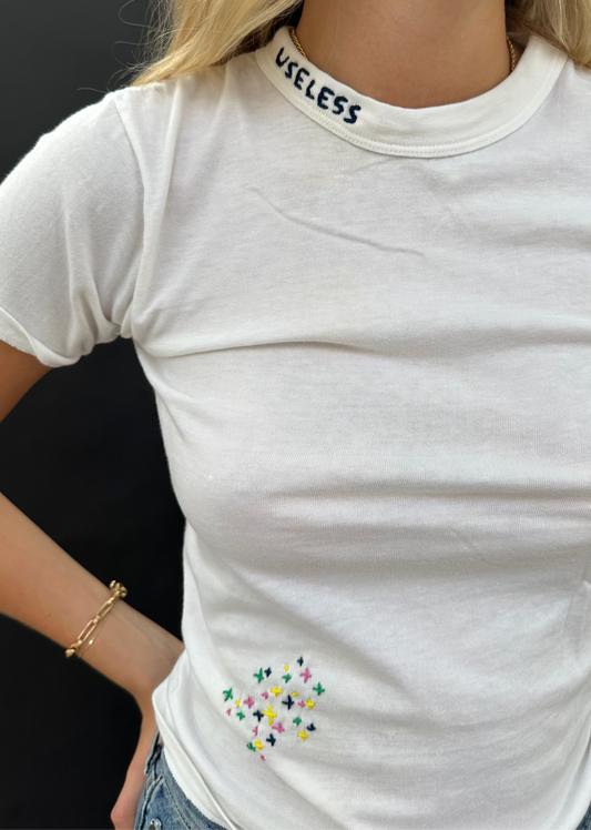 White Star Embroidery T Shirt