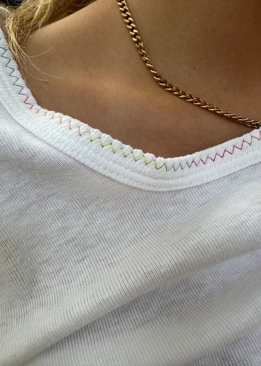 Long Sleeve Rainbow Stitch T Shirt