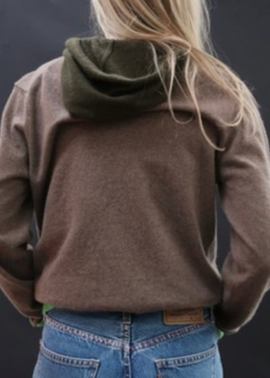 Sports-style Cashmere Hoodie Moss Green