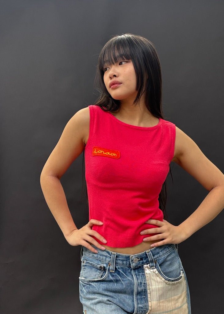 Fuchsia 'London' Patch Sleeveless Top in Yellow