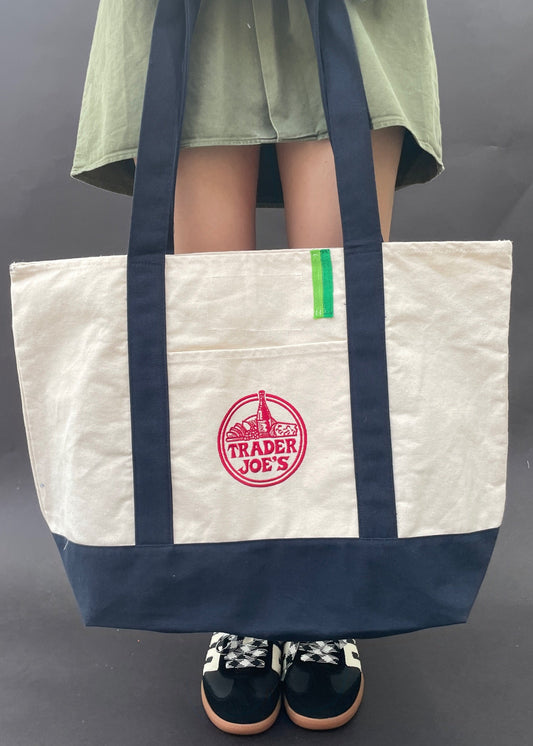 Vintage-Patched Trader Joes Tote L