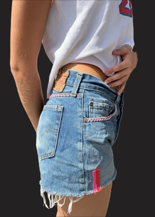 Print T Shirt with Neon Zig Zag Stitch