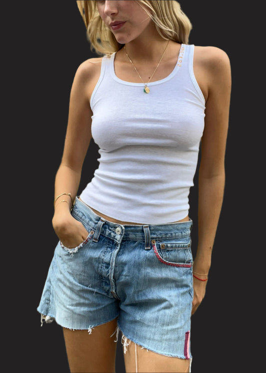 Levi's Cut-Offs with Peach and Burgundy Tabs