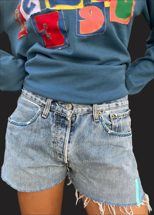 Levi's Cut-Offs with Turquoise and Blue Tabs