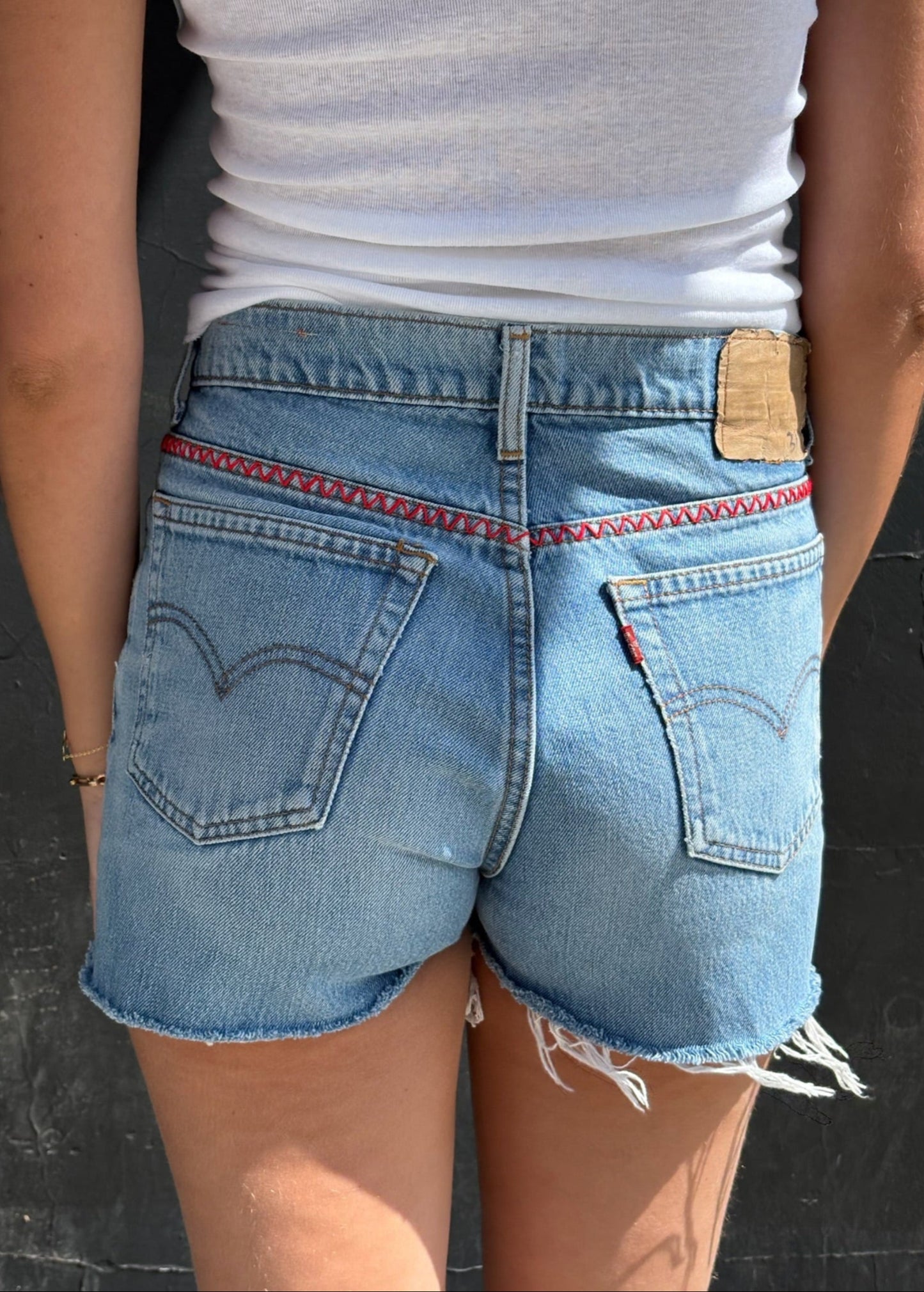 Levi's Cut-Offs With Embroidered Zig Zags