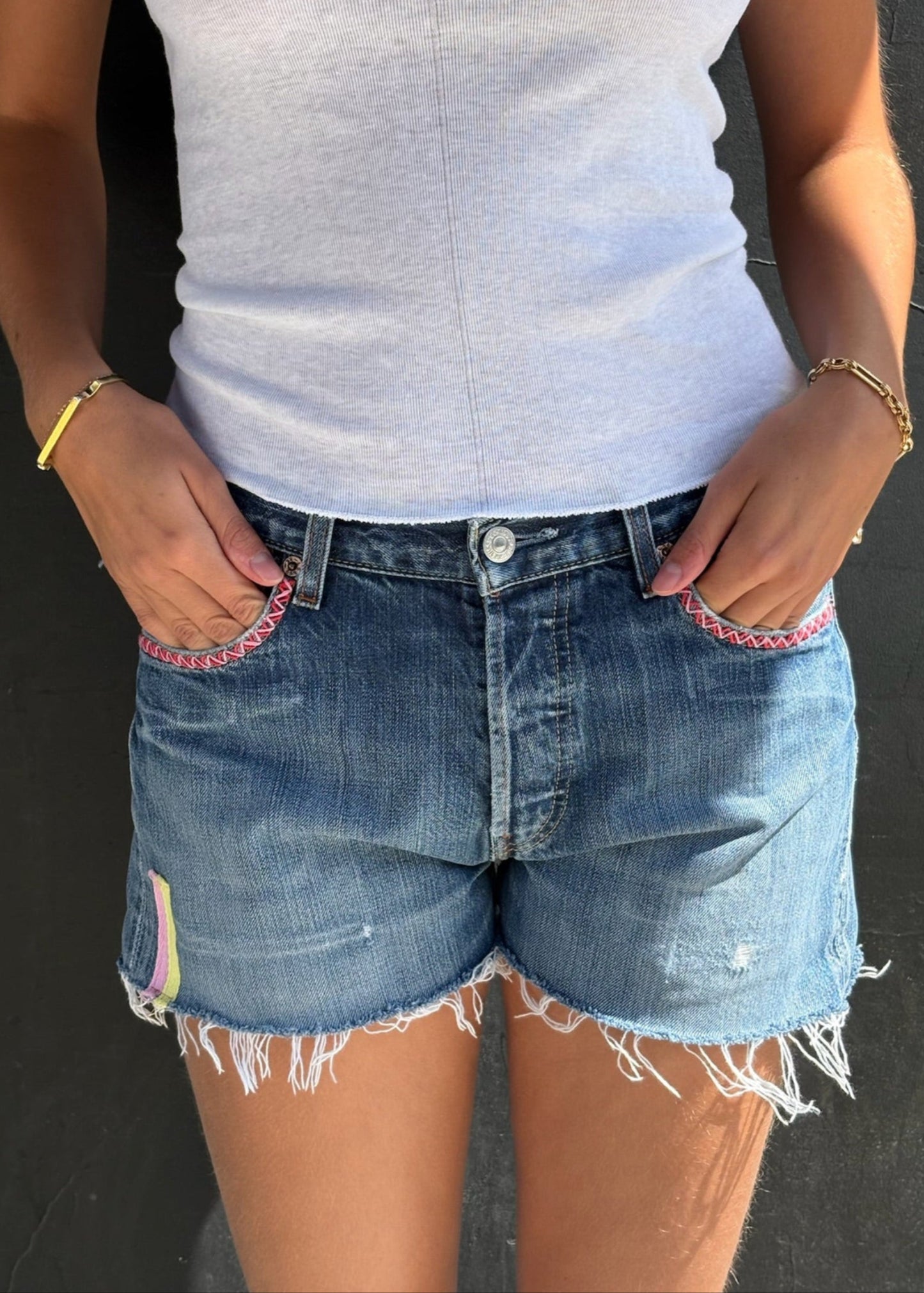 Levi's Cut-Offs with Pink and Yellow Tabs