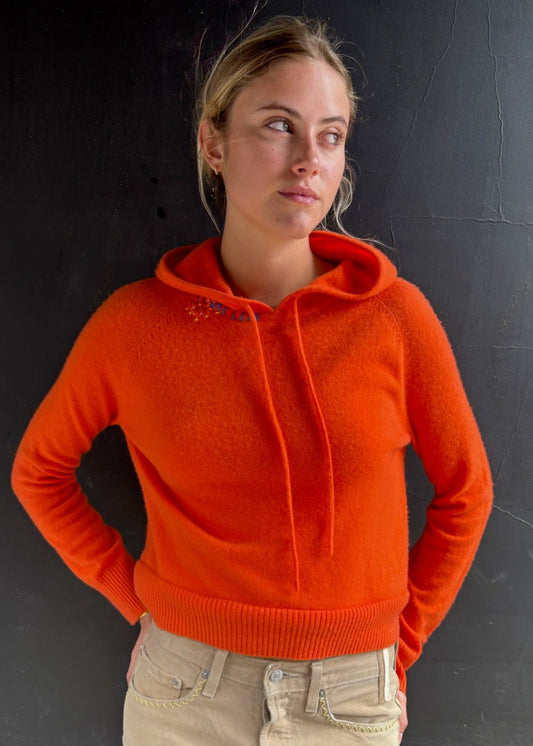Reworked Orange Cashmere Hoodie