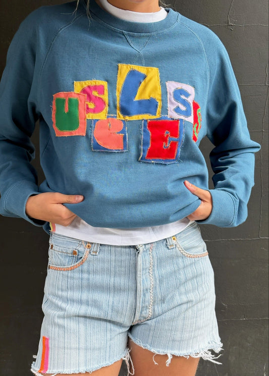 Blue Applique Sweatshirt