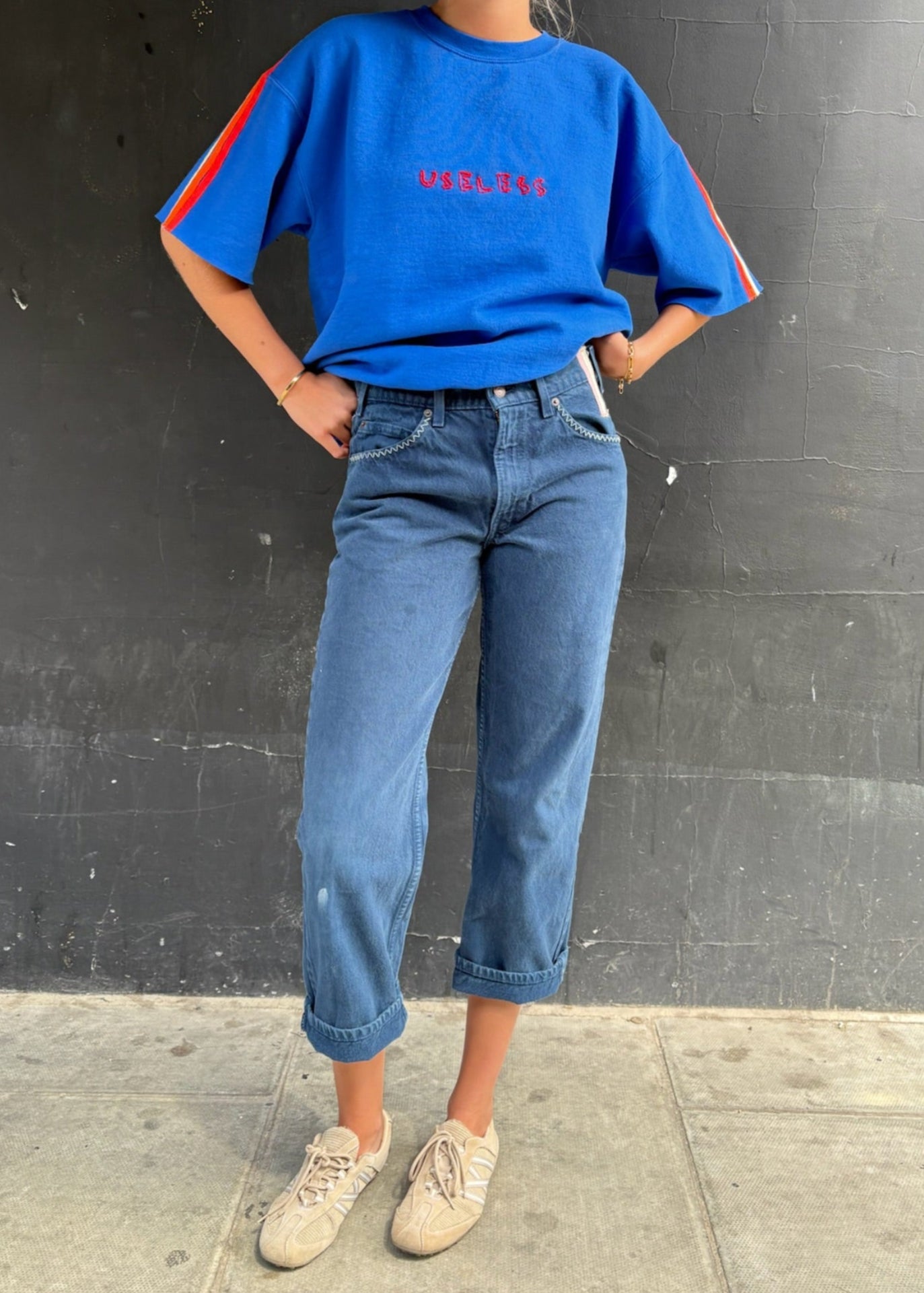 Blue Levi's with Zig Zag Stitching