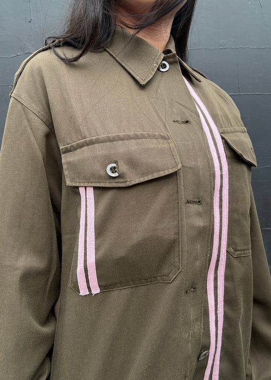 Army Jacket with Pink Stripes