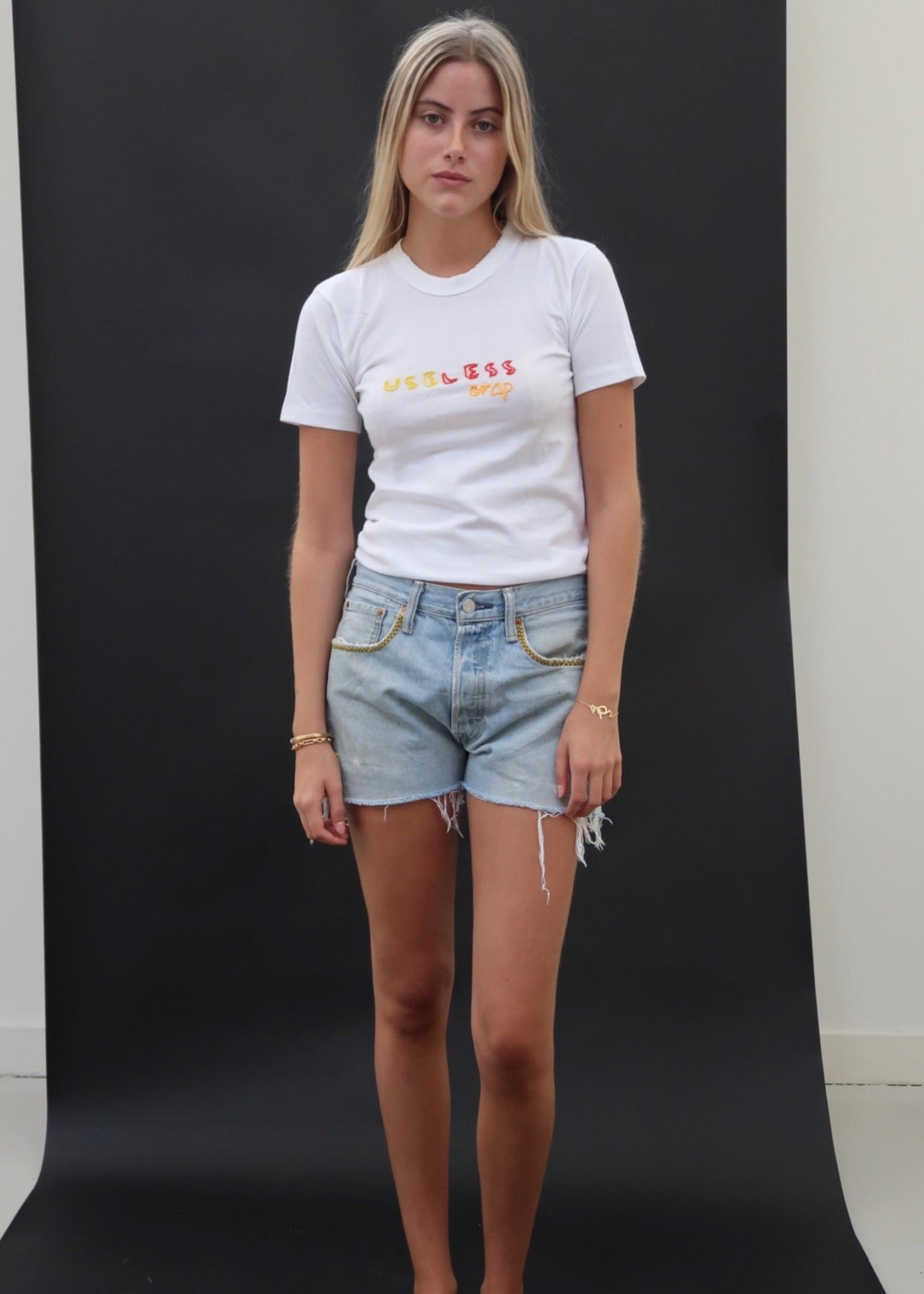 Levi's Cut-Offs Green and Yellow Tabs