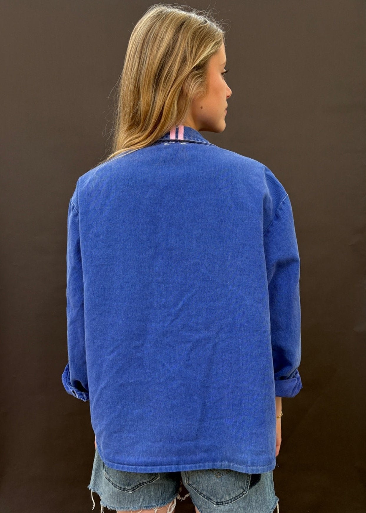 Blue Workwear Jacket Pink Stripes