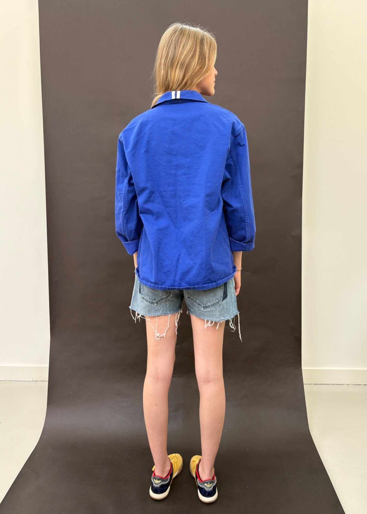 Blue Workwear Jacket White Stripes