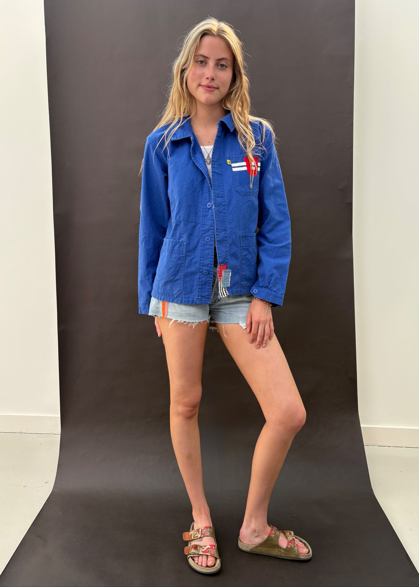 Blue Workwear Patched Jacket