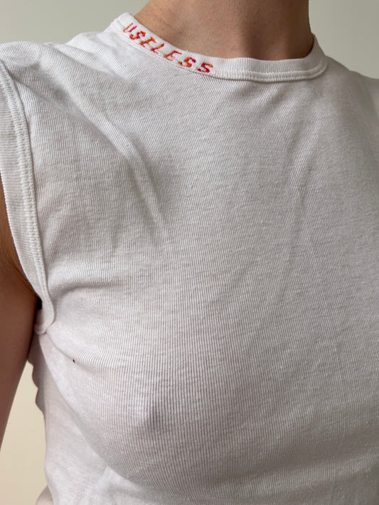 Cap sleeve top with embroidery