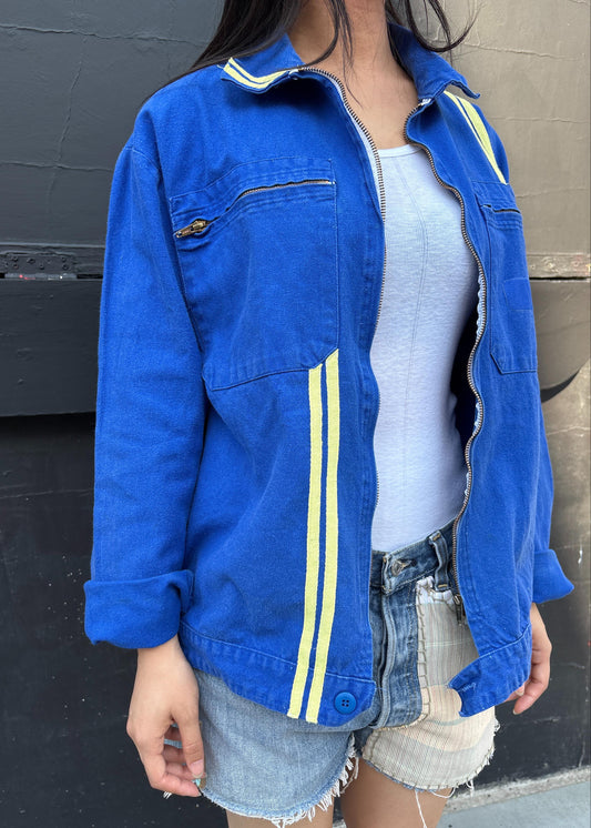 Blue Workwear Jacket Yellow Stripes