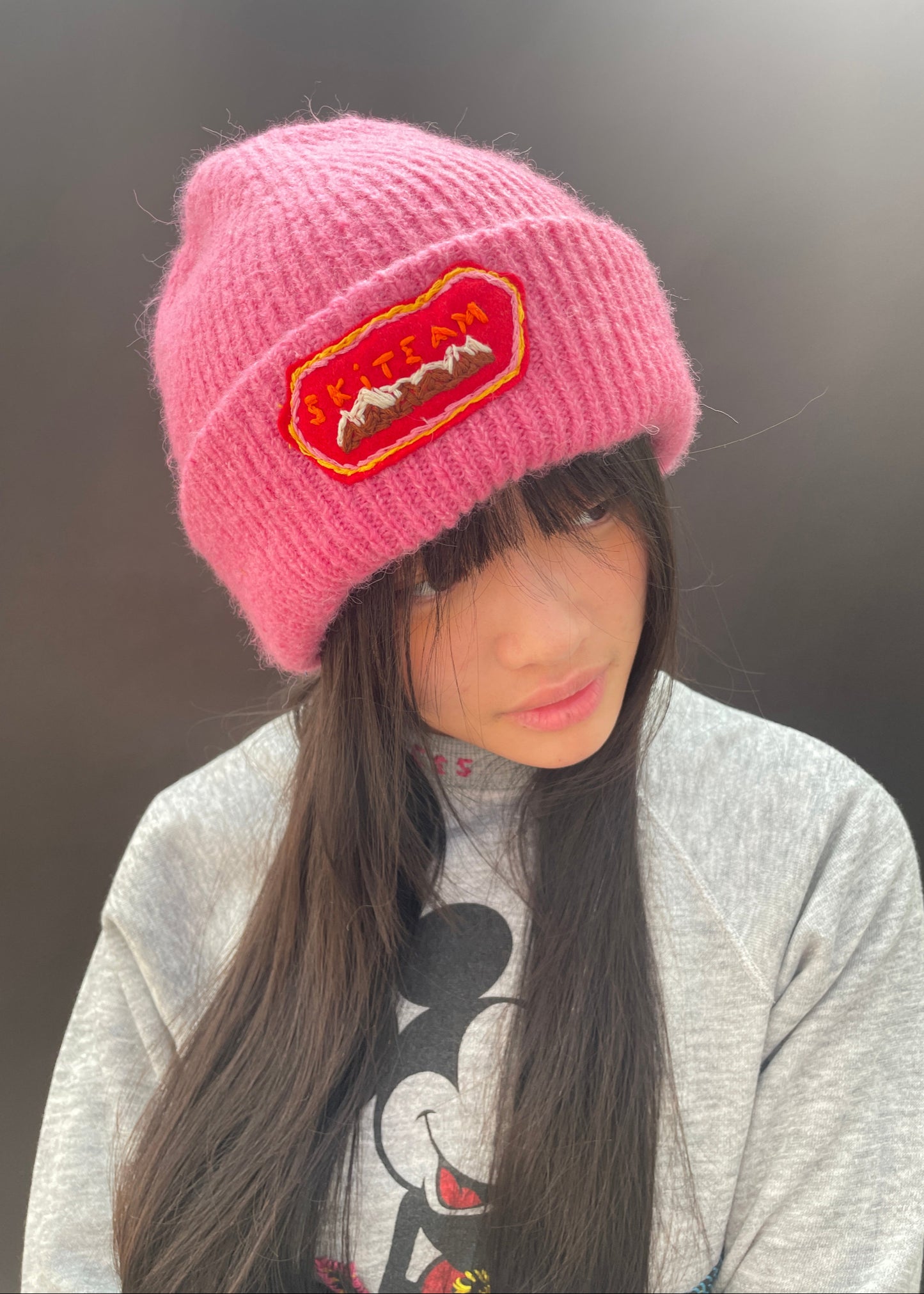 Pink Ski Team Beanie