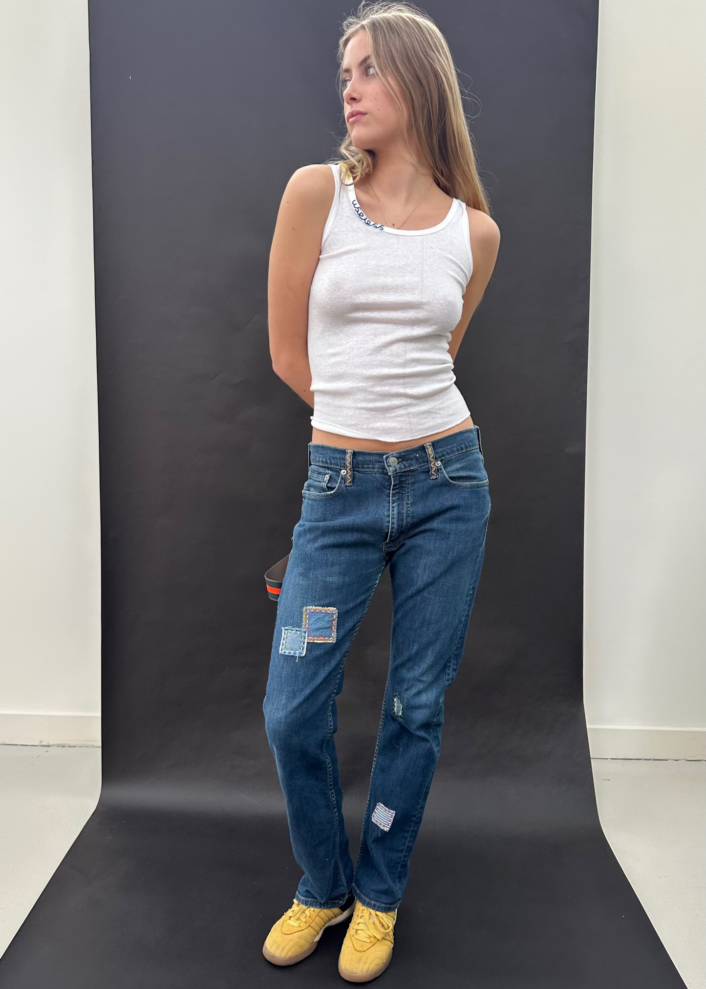 Patched Levi's with Carpenter Strap