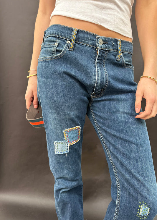 Patched Levi's with Carpenter Strap