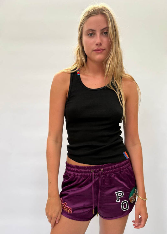 Purple Satin Shorts