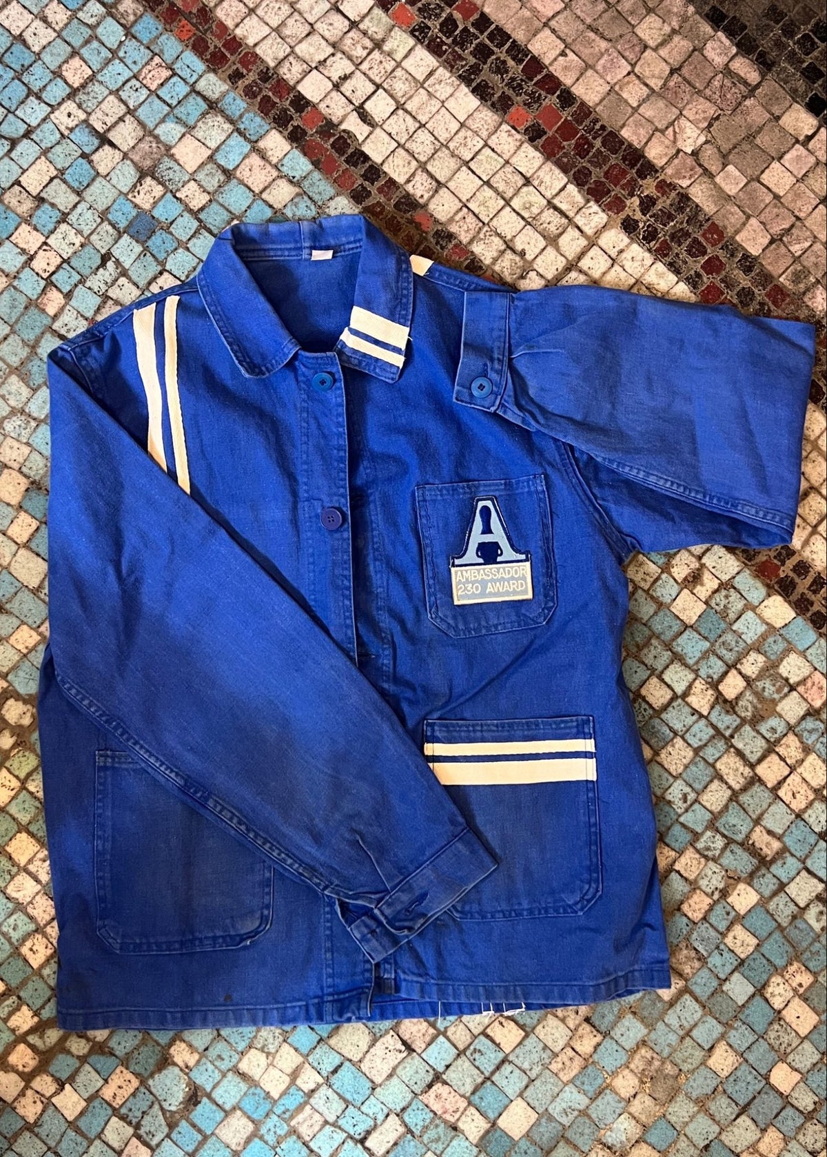 027.  French Workwear Jacket White Stripes
