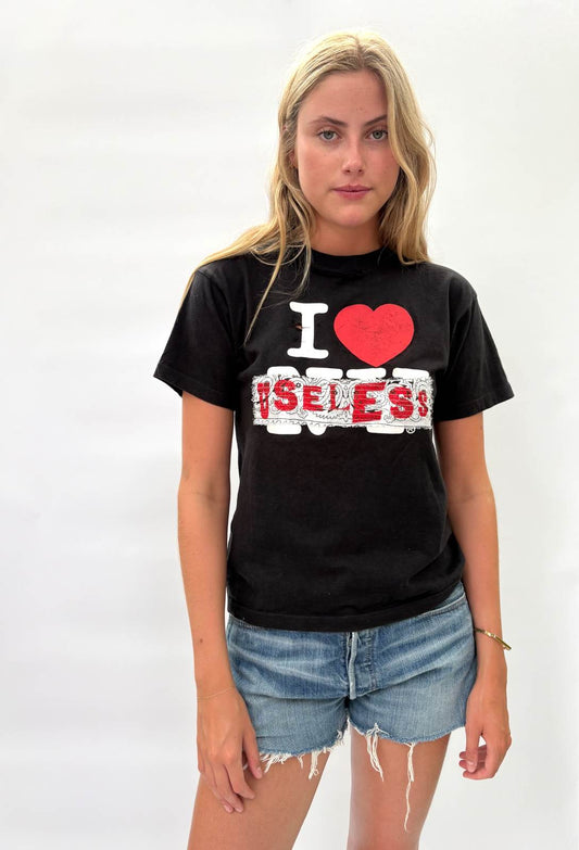 030. I Love Useless Black T
