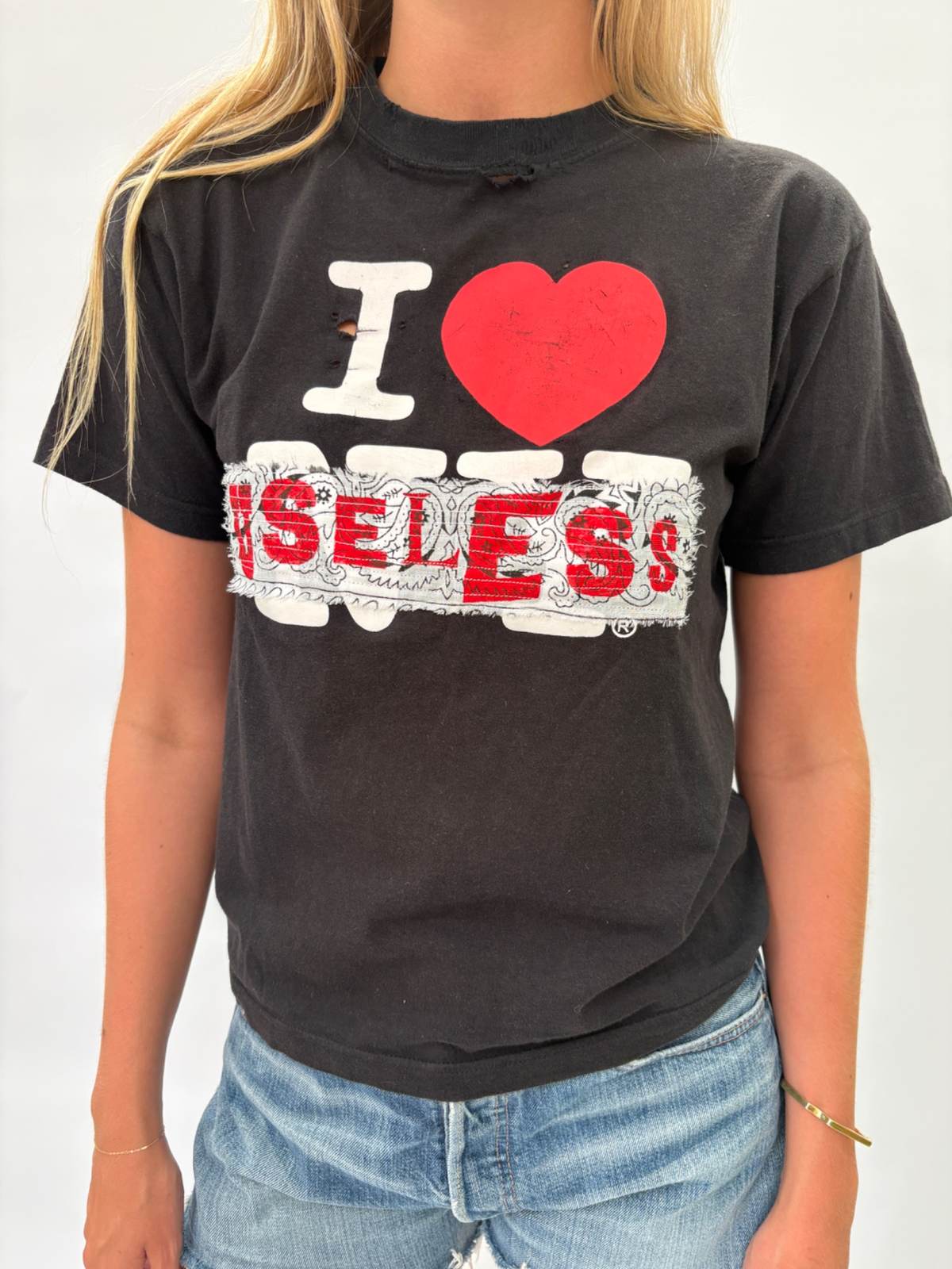 030. I Love Useless Black T