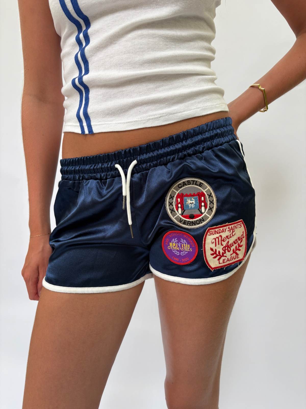 032. Satin Shorts Blue