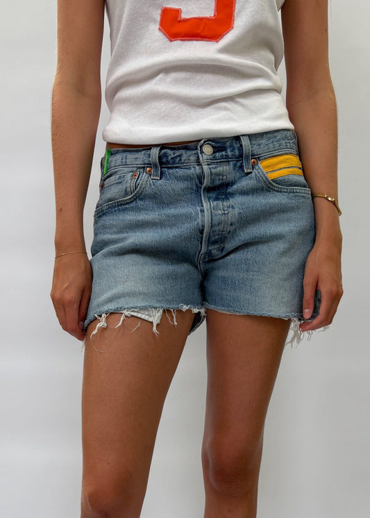 033. Levi's Cut Offs Yellow Tape