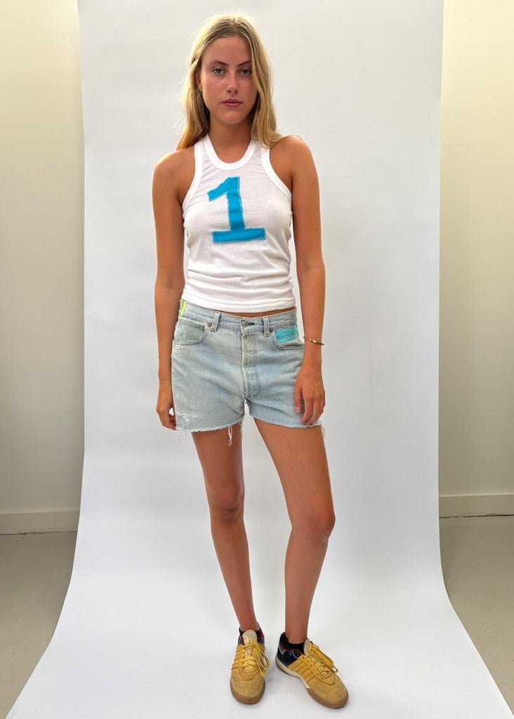034. Levi's Cut Offs Blue Tape