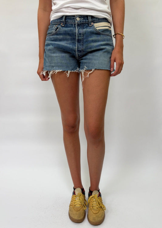 049. Levi's Cut Offs White Tape