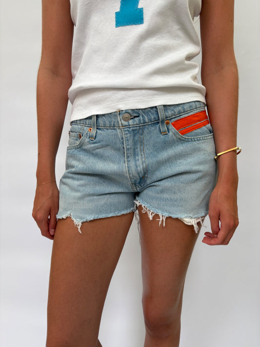 049. Pale Levi's Cut Offs Orange Tape