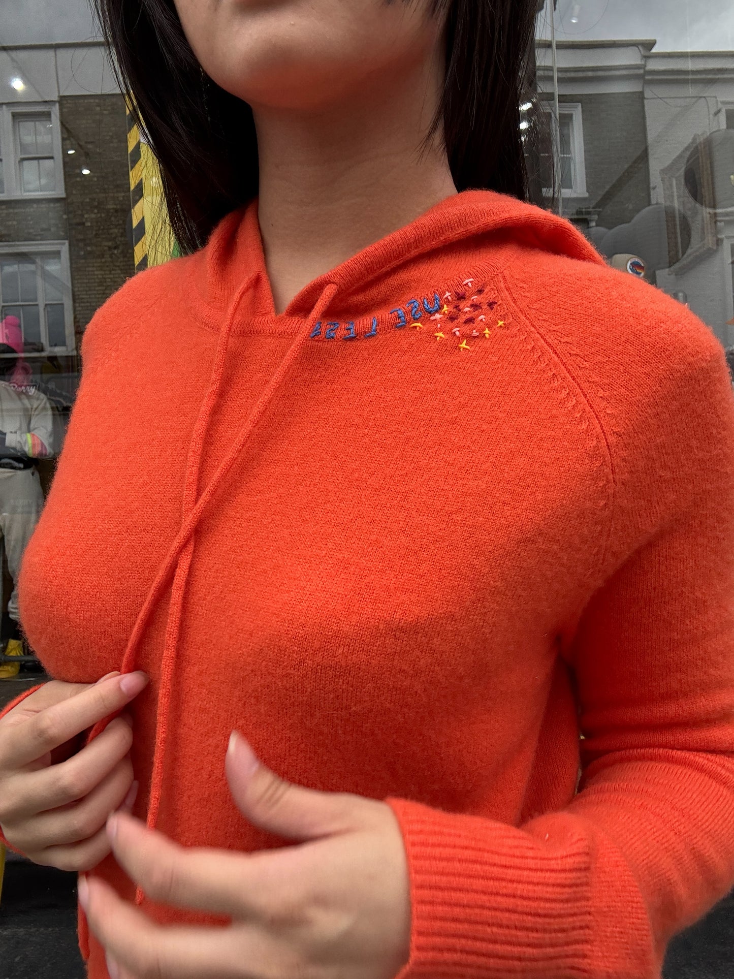 Reworked Orange Cashmere Hoodie