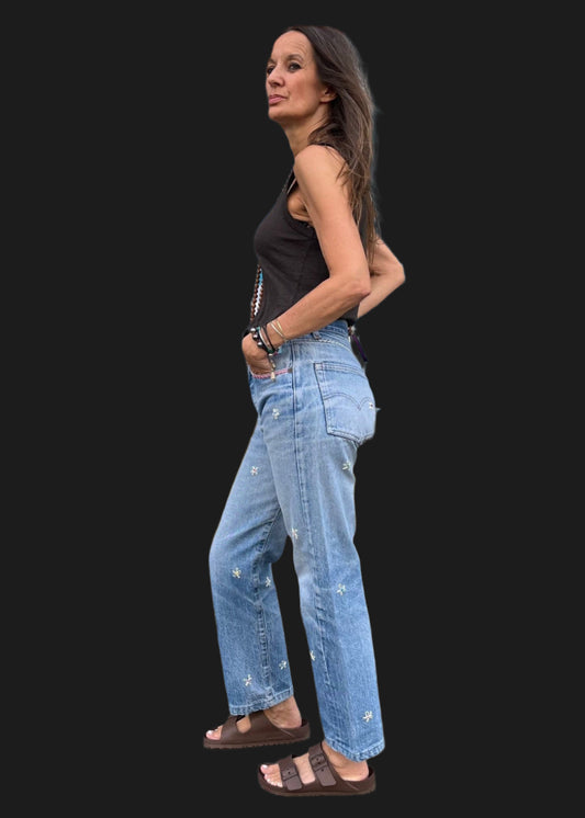 Daisy Embroidered Levi's