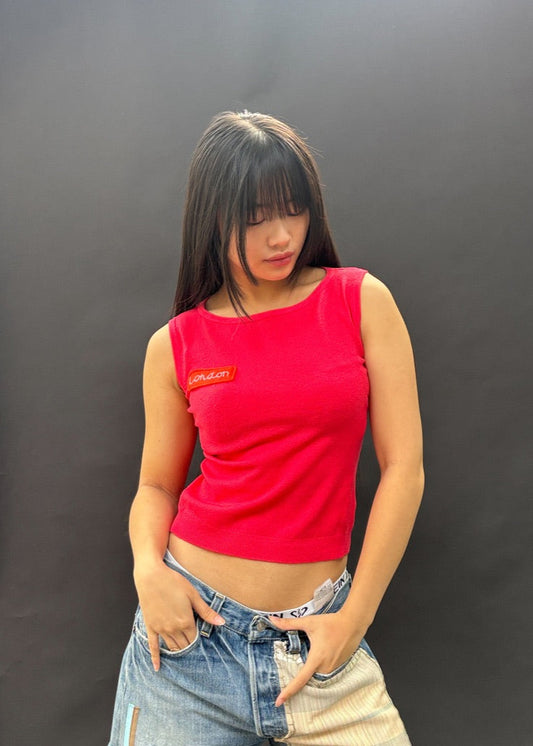 Fuchsia 'London' Patch Sleeveless Top in Pink