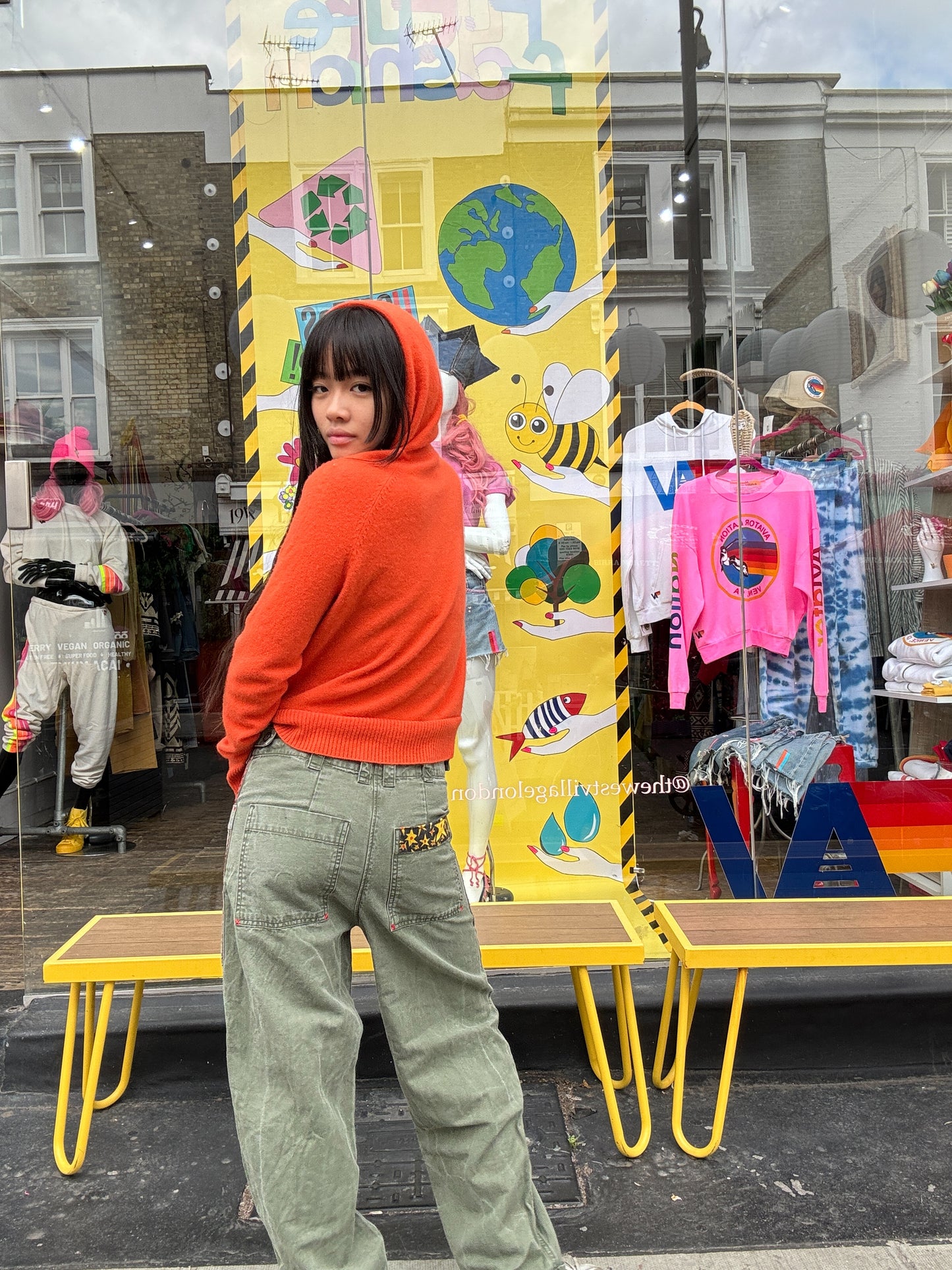 Reworked Orange Cashmere Hoodie