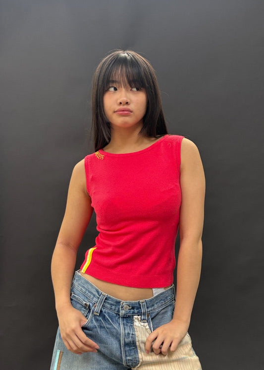 Fuchsia Knit Embroidered Tank
