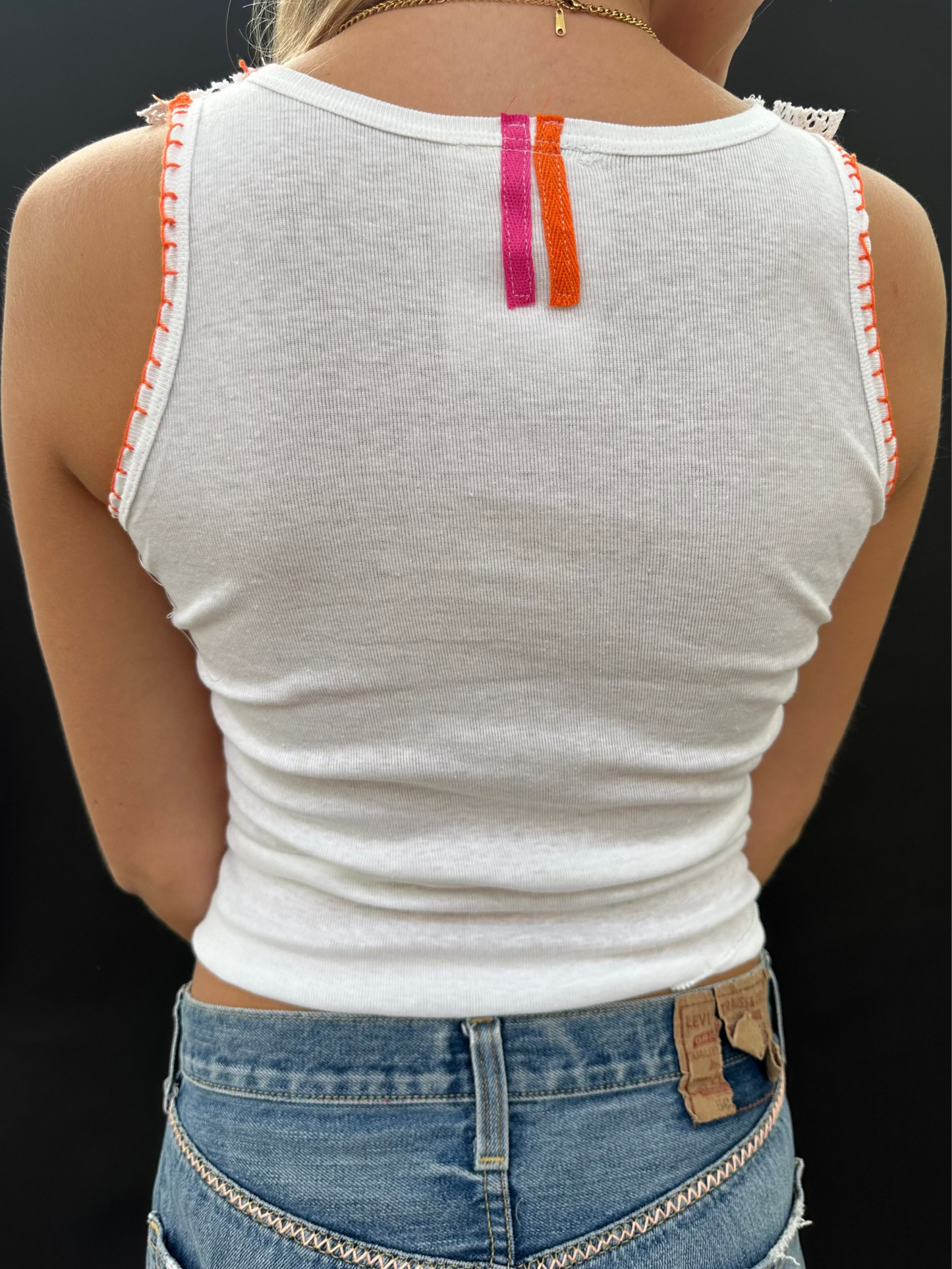 Lace Appliqué White Vest