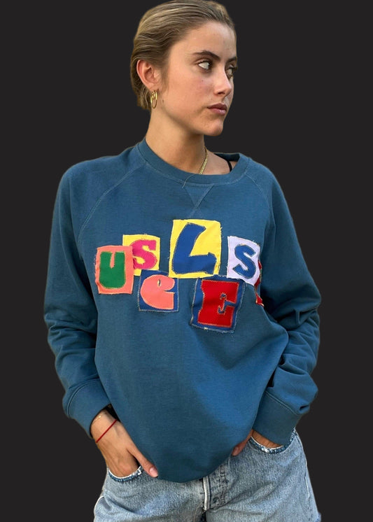 Blue Applique Sweatshirt