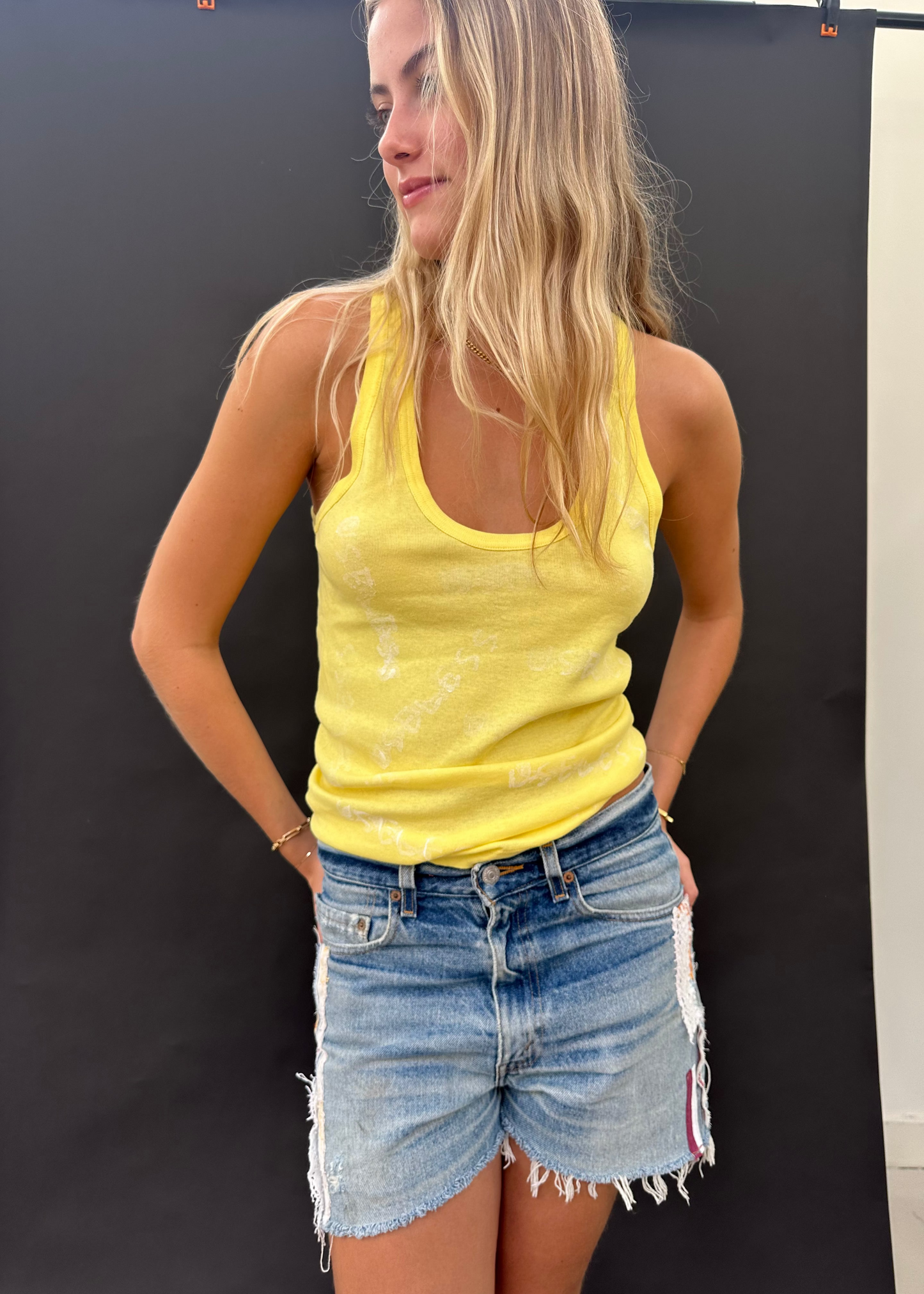 Bright Yellow Stamp Racer Back