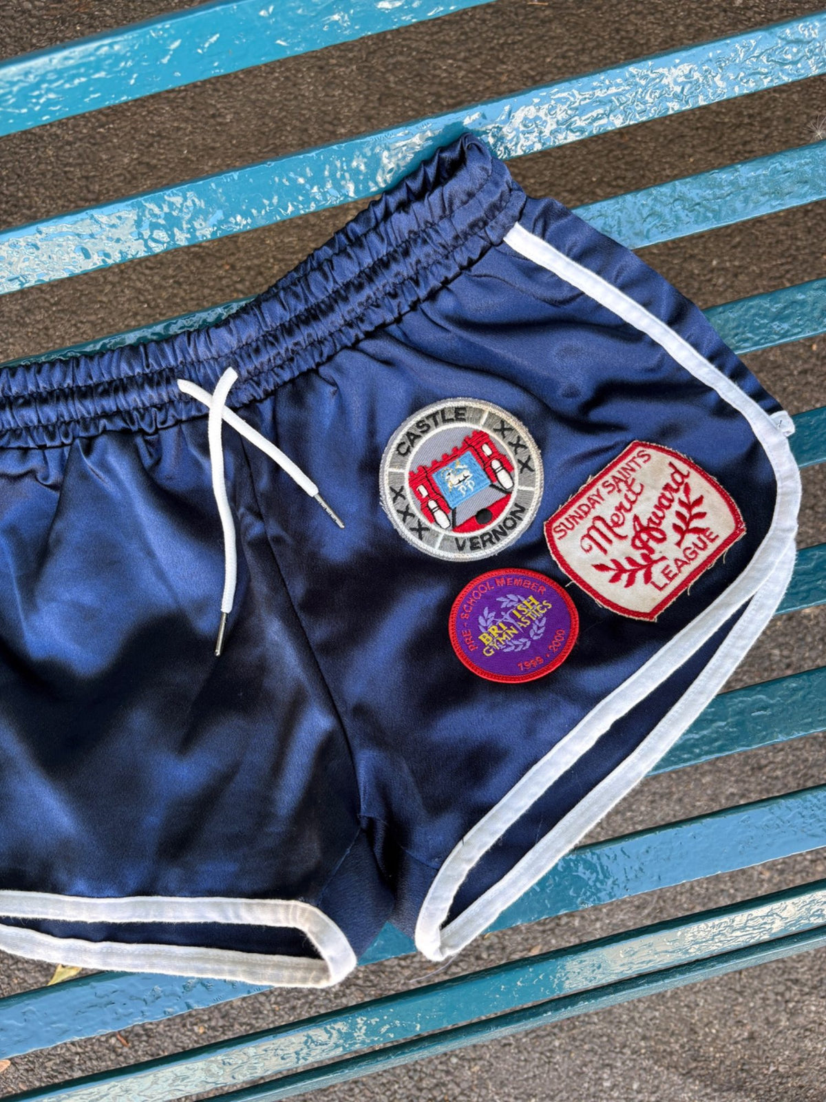 032. Satin Shorts Blue
