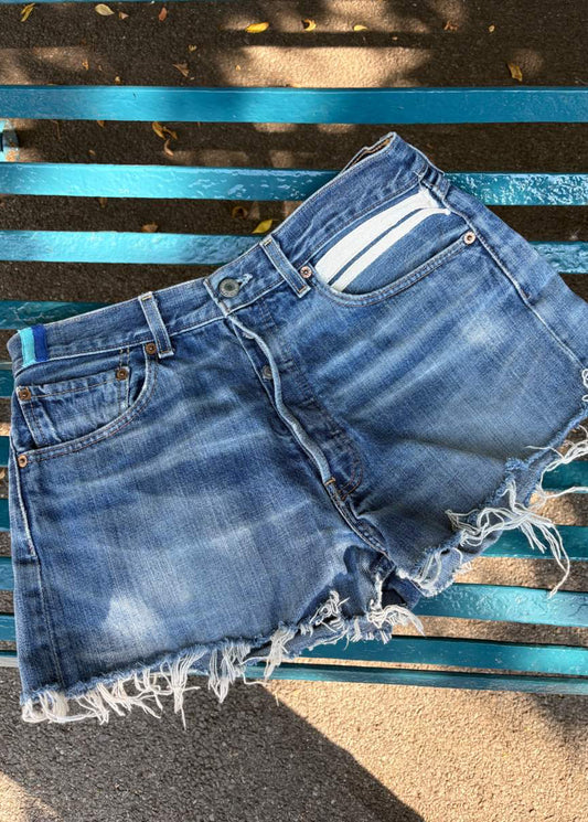 049. Levi's Cut Offs White Tape