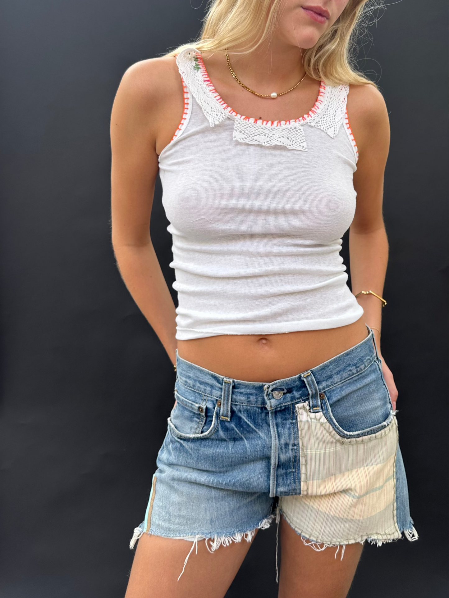 Lace Appliqué White Vest