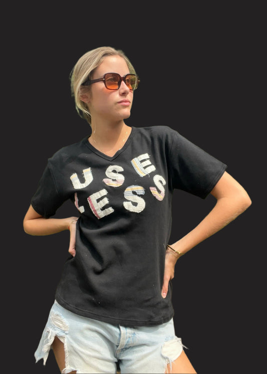 Embroidered Patch Black T Shirt
